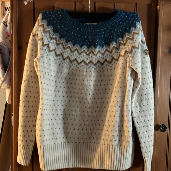 Fjallraven Ovik Wool Fair Isle Blue White Wool Sweater XL - Picture 3 of 6